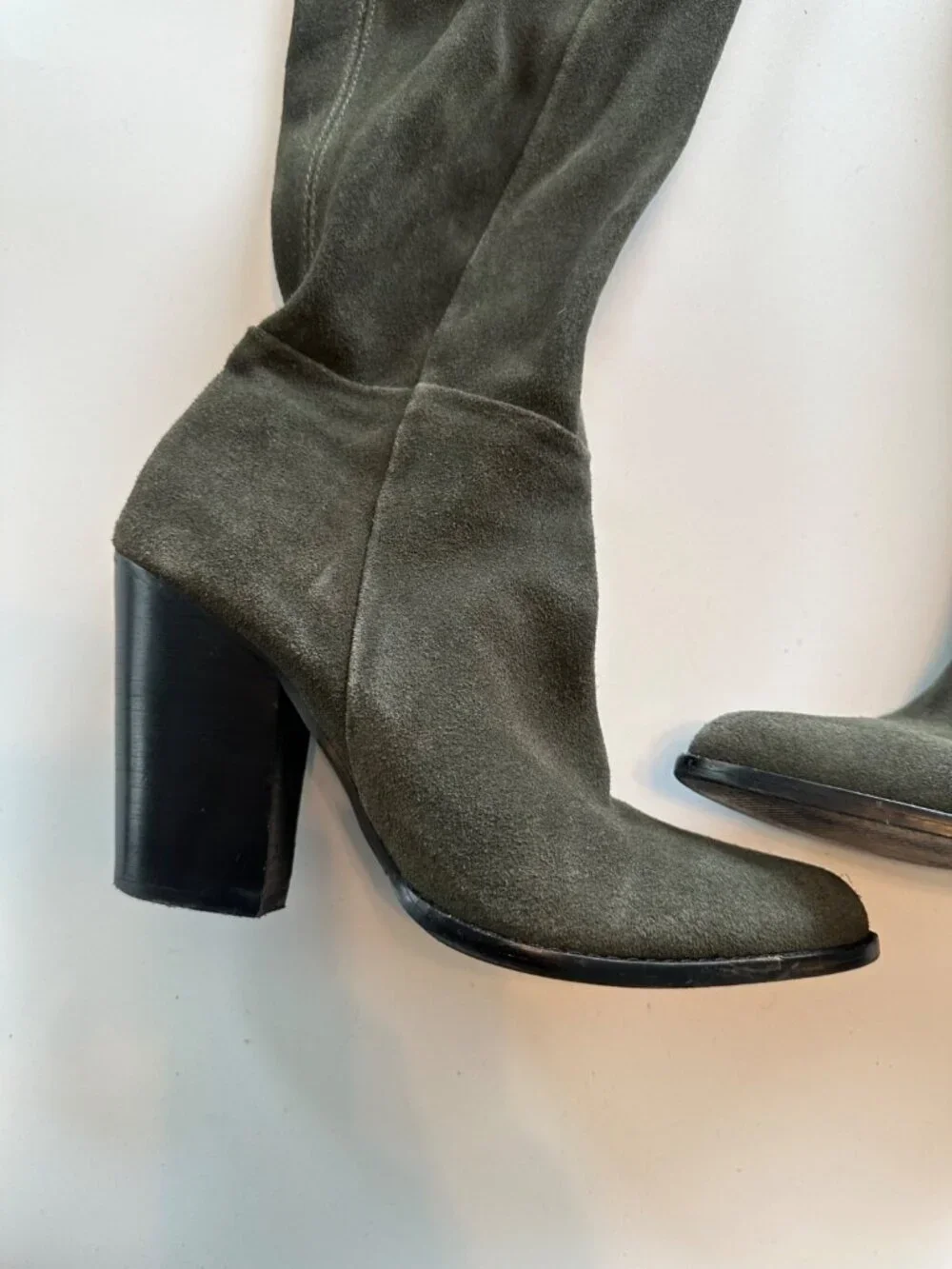 Aldo Women's 6.5 Green Khaki Over the Knee Heeled Boots Fall Autumn Career